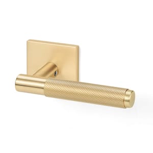 Taylor Champagne Gold Knurled Hall/Closet Interior Door Handle with Square Rosette and Concealed Screws (Passage)