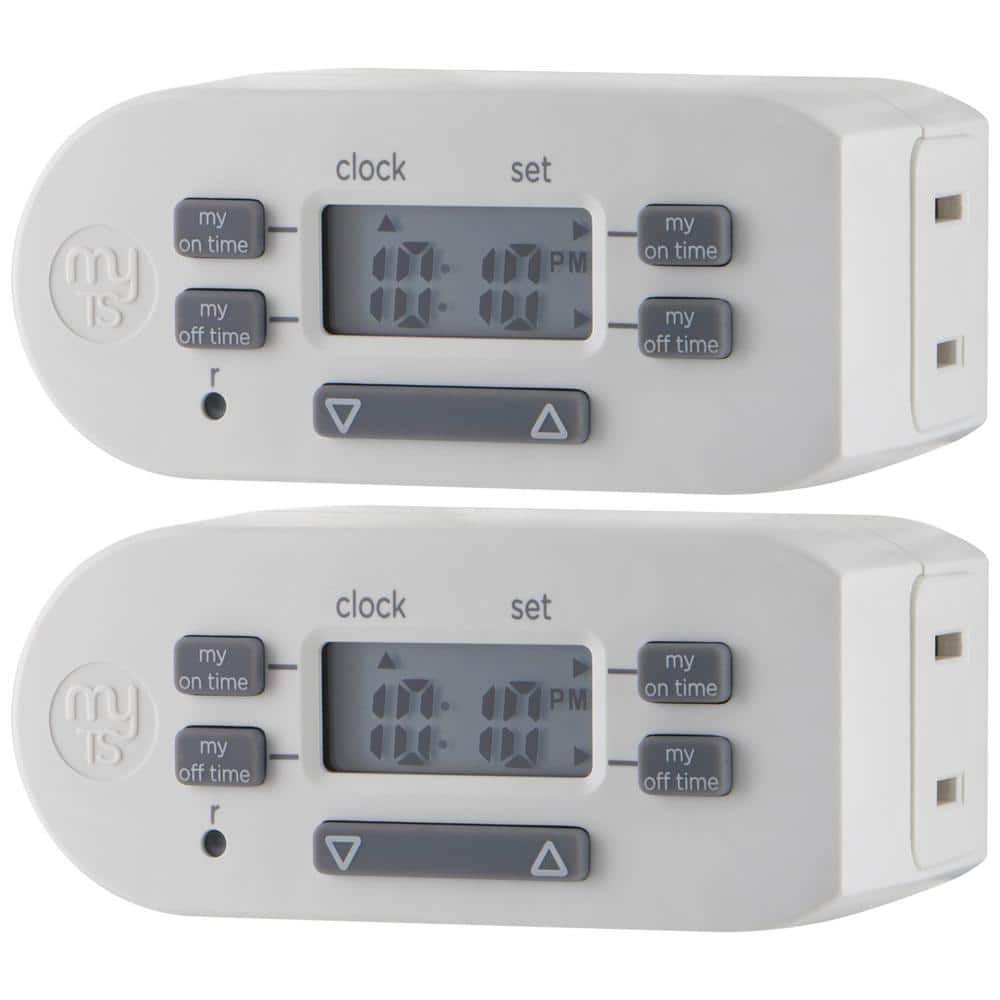 7 Day Digital Outlet Timer with Two US Socket Outlets [ETL Listed] 125V/15A  - White