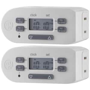 Hours/Daily ON/OFF Times Indoor Simple Set Plug-In Digital Timer Bar with 2 Custom Programmable (2-Pack)