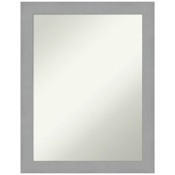 Amanti Art Brushed Nickel 21.5 in. H x 27.5 in. W Framed Non-Beveled Wall Mirror in Silver