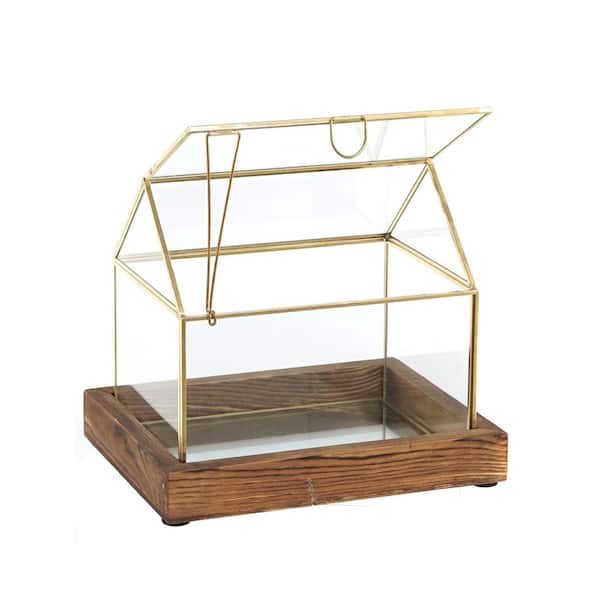 A & B Home Rectangular Gold Glass Jewelry Box