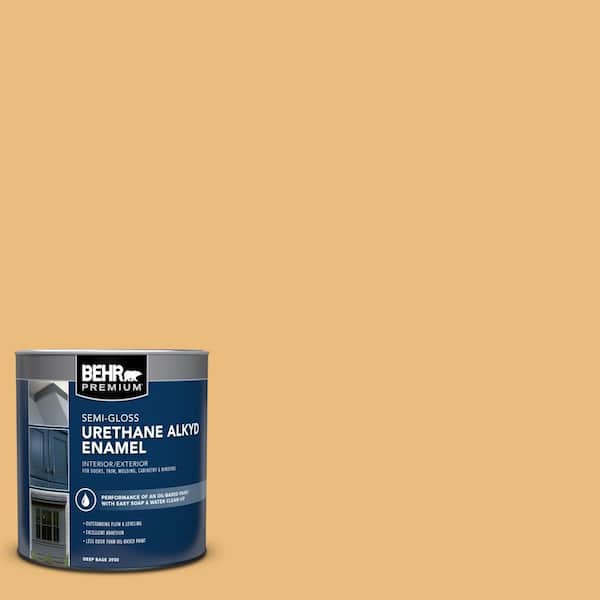 BEHR PREMIUM 1 qt. #310D-4 Gold Buff Semi-Gloss Enamel Urethane Alkyd Interior/Exterior Paint