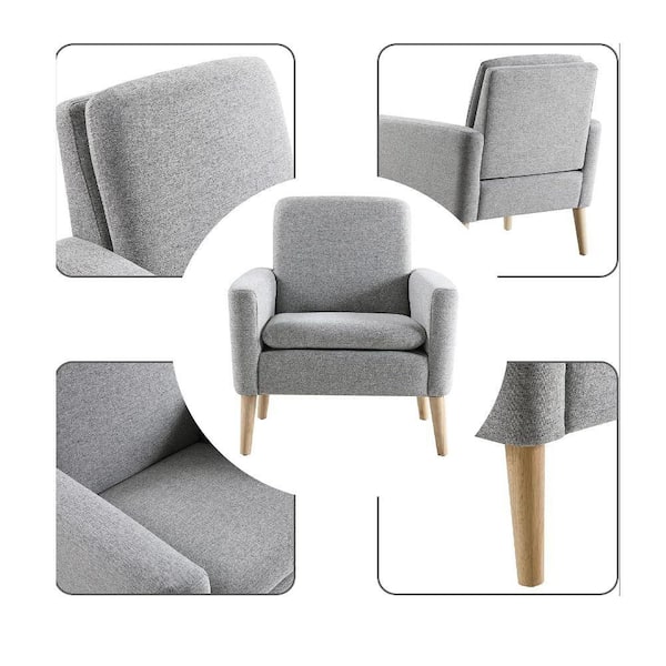 DAZONE 29 in. Wide Gray Modern Linen Accent Single Armchair SFC02