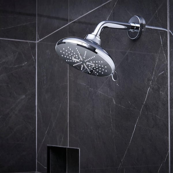 Rainshower Patterns 1.75 GPM 6.5 Round Wall Mount Fixed Shower Head in StarLight Chrome 26789000 - The Home Depot