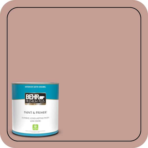 BEHR PREMIUM PLUS 1 qt. #S170-4 Retro Pink Satin Enamel Low Odor Interior Paint & Primer