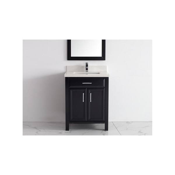 Studio Bathe Calais 28 in. Vanity in Espresso with Solid Surface Marble Vanity Top in White