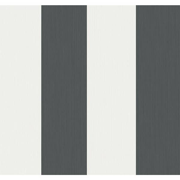 Seabrook Designs Deep Grey Dylan Striped Stringcloth Paper Unpasted Wallpaper Roll 60.75 sq. ft.