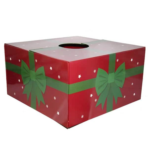 Unbranded 6 in. Dia Red with Green Ribbon Original Christmas Tree Skirt Box