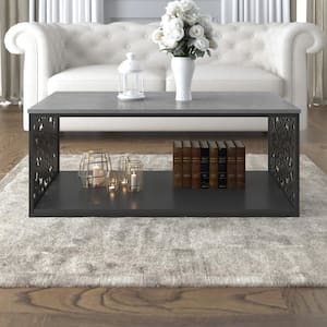 Candence 39.4 in. Concrete Cool Gray Rectangular Wood Top Coffee Table