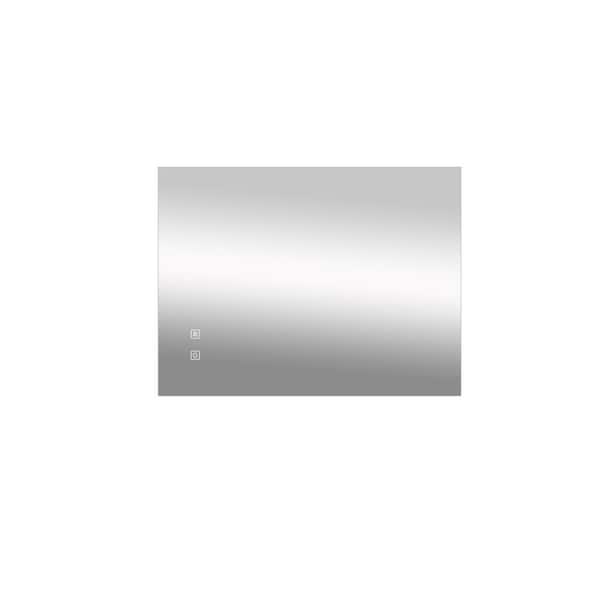 Unbranded Silver 32 in. W x 24 in. Led Modern Rectangle Wall Mirror with Focused Backplane, High Lumen, Dimmable Touch