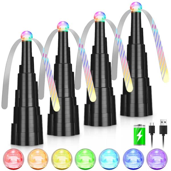 10.83 in. Indoor/Outdoor Fly Repellent Fan for Fly Control with LED Light Tabletop Design (4-Pack)