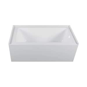 72 in. x 36 in. Acrylic Rectangular Apron Front Soaking Bathtub with Right Drain in White