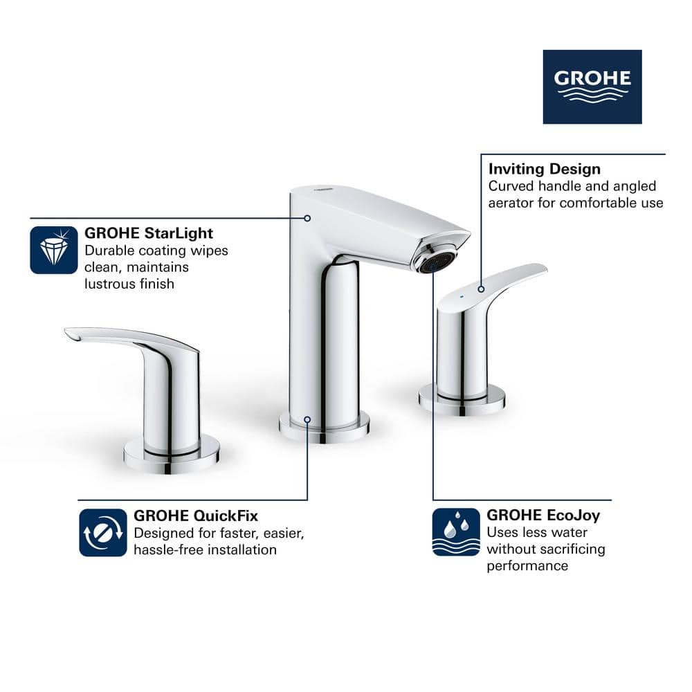 Eurosmart Brushed Nickel 8" Widespread 2-Handle Bathroom Faucet