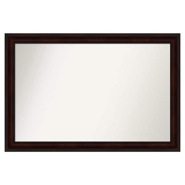 Amanti Art Coffee Bean Brown 49.25 in. x 33.25 in. Custom Non-Beveled Satin Recyled Polystyrene Framed Vanity Wall Mirror
