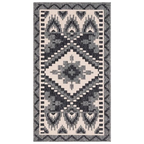 Veranda Gray/Beige 2 ft. x 4 ft. Southwestern Tribal Indoor/Outdoor Area Rug