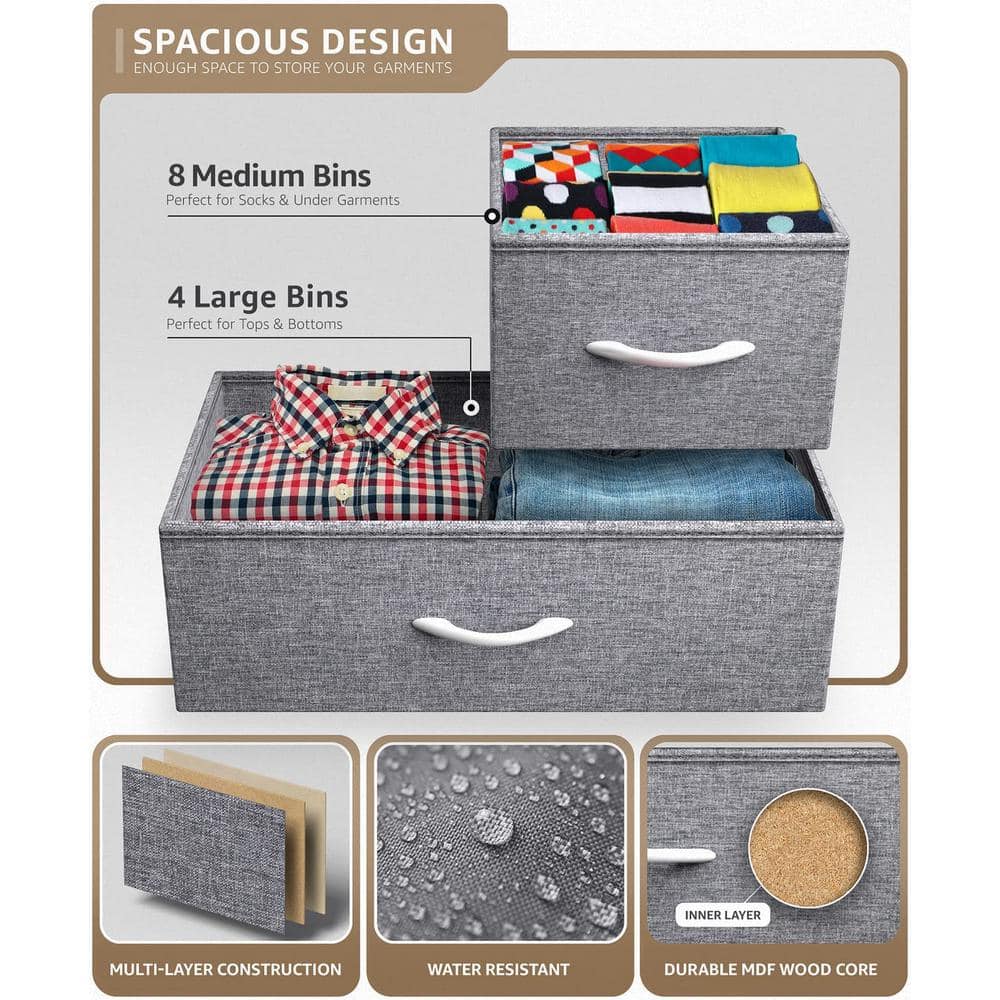 Sleek White 12-Drawer Organizer with Faux Wood Top and Steel Frame