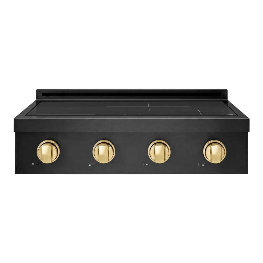 Autograph 30 in. Paramount Induction Electric Rangetop with 4 Element Glass Cooktop in Black Stainless Steel and Gold