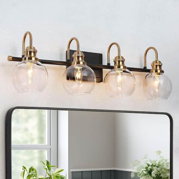 N♡.。 Zevni Modern Farmhouse 28 in. 4-Light Black Bathroom Vanity Light