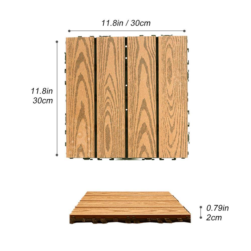 Wood Grain Interlocking Composite Deck Tiles, 12"x12", Set of 20