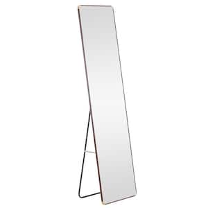 Brown 23 in. H x 65 in. W Framed Rectangular Floor Standing Wall Mounted Full-length Mirror