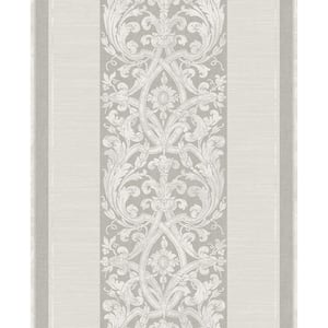 Damask Striped Grey Paper Non Pasted Strippable Wallpaper Roll (Cover 56.05 sq. ft.)