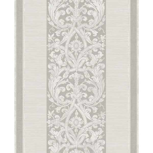 CASA MIA Damask Striped Grey Paper Non Pasted Strippable Wallpaper Roll (Cover 56.05 sq. ft.)