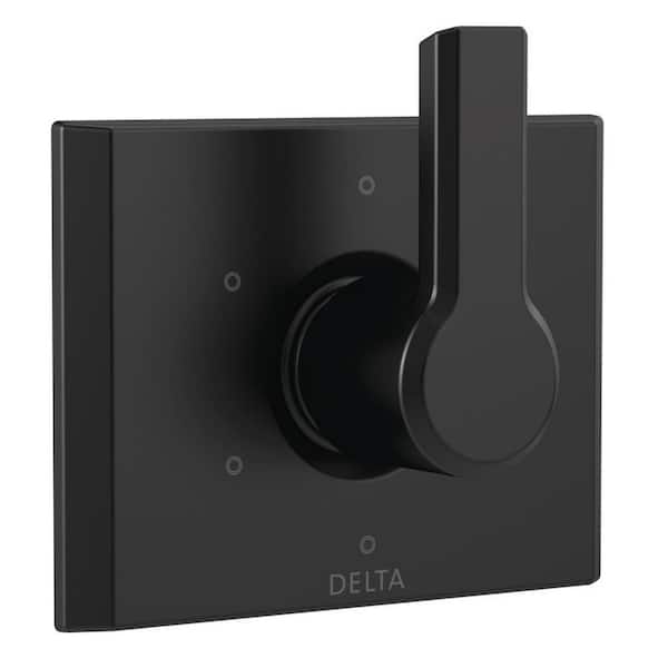 Pivotal 1-Handle Wall-Mount 6-Setting Diverter Trim Kit in Matte Black (Valve Not Included)