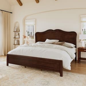 OrangeOne Mid-Century Dark Walnut Brown Solid Wood Frame Queen
