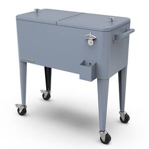 PERMASTEEL 80 qt. Blue Classic Outdoor Rolling Patio Cooler