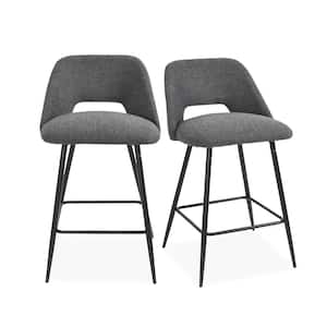 35.8 in. Darkgray Upholstered Counter Bar Stool( Set of 2)