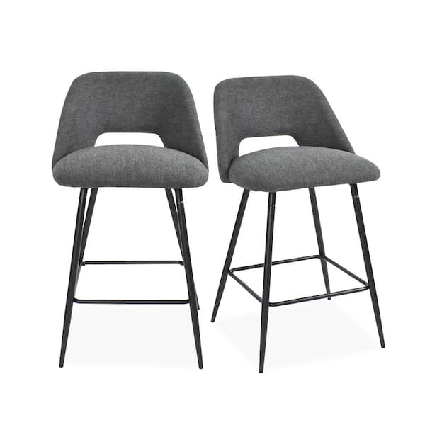 LAOTIES 35.8 in. Darkgray Upholstered Counter Bar Stool( Set of 2)
