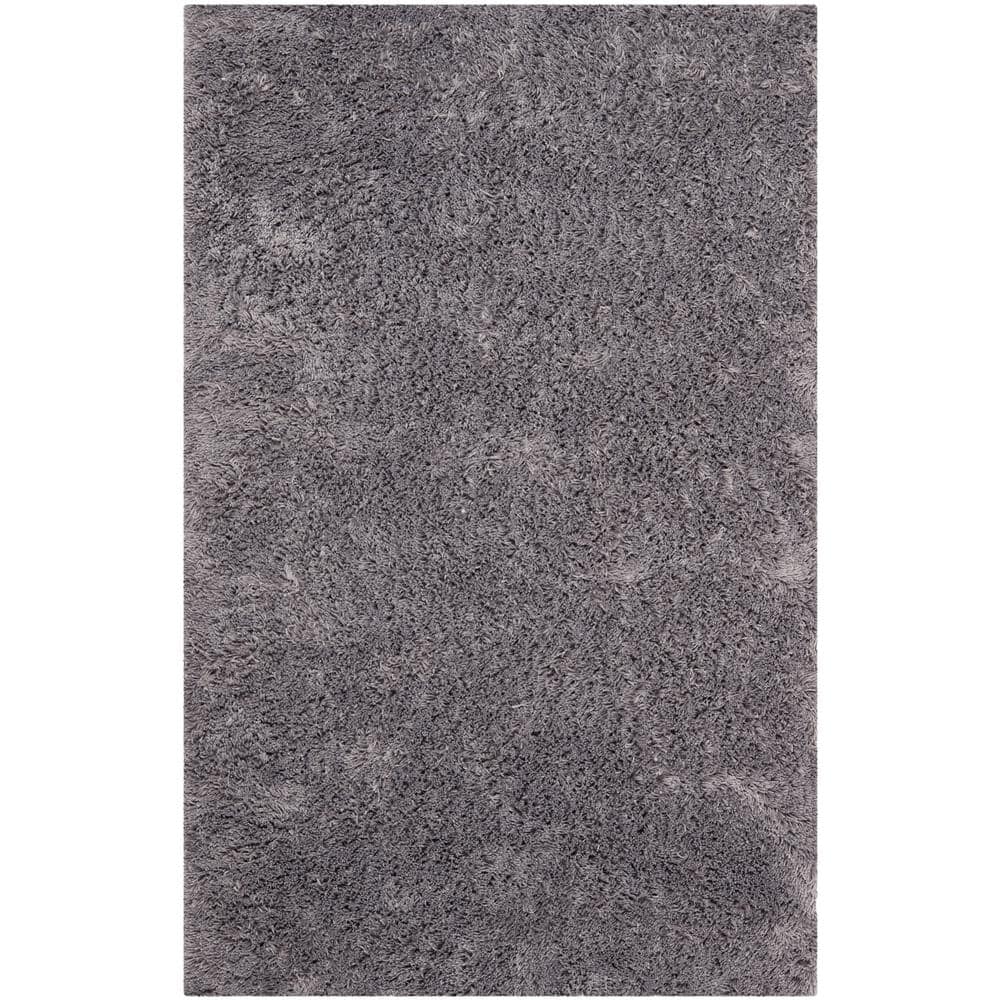 Handmade Gray Tufted Shag Wool Area Rug 2'6" x 4'