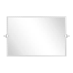 Nethery 20 in. W x 30 in. H Rectangular Frameless Beveled Wall Mounted Bathroom Vanity Mirror with Brackets in Chrome