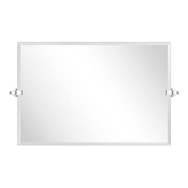 TEHOME Nethery 20 in. W x 30 in. H Rectangular Frameless Beveled Wall Mounted Bathroom Vanity Mirror with Brackets in Chrome