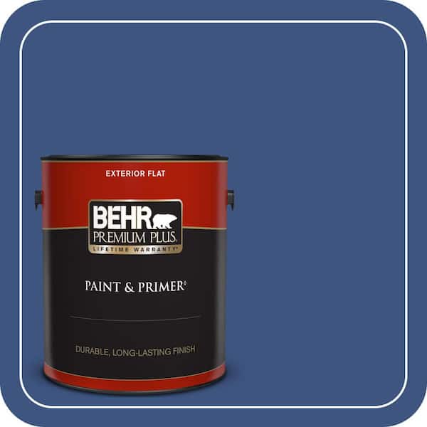 BEHR PREMIUM PLUS 1 gal. #S-G-600 Deep Azure Flat Exterior Paint & Primer