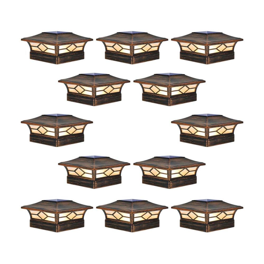 12 Pack Waterproof Solar Powered Deck Fence Post Cap Lights for 4 x 4 Wood Vinyl Posts w/ Cool Warm Lighting Outdoor price history on PriceWatchPro
