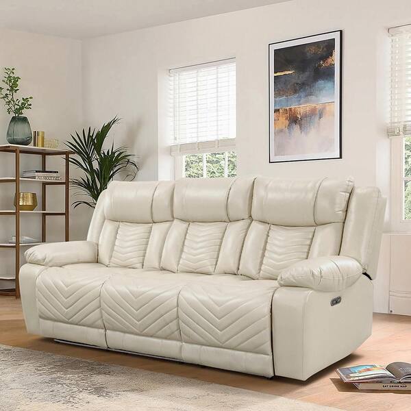 Lazzara Durant 87 in. W Pillow Top Arm Faux Leather Rectangle