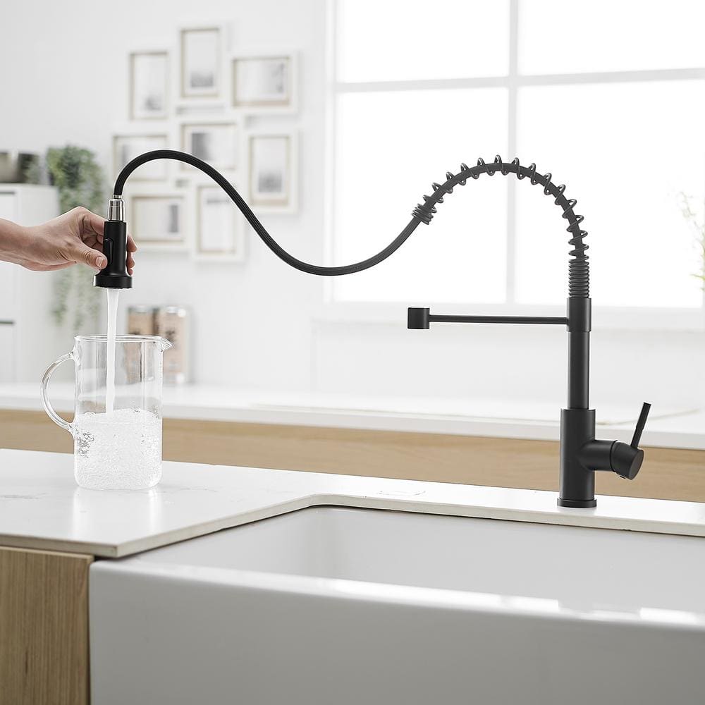 Matte Black Stainless Steel Pull-Down Kitchen Faucet