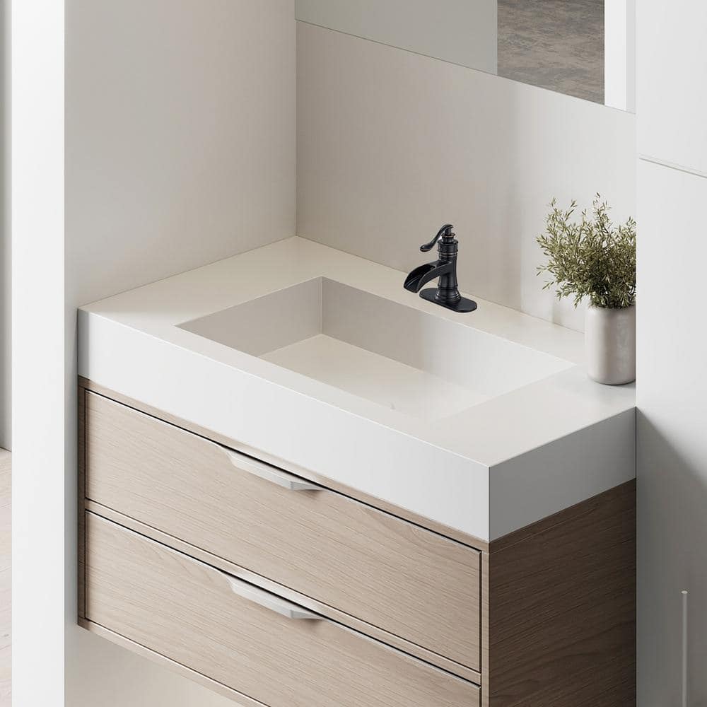 Oil Rubbed Bronze Single Handle Bathroom Faucet with Drain Kit