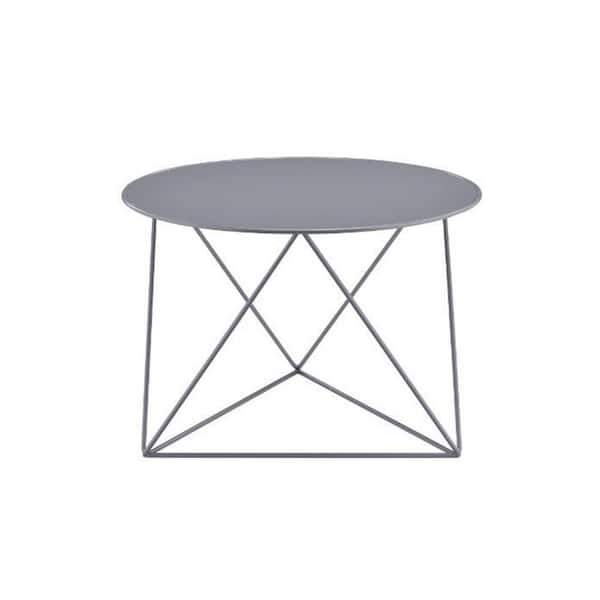 Donason 23 in. W Gray Small Round Metal Coffee Table