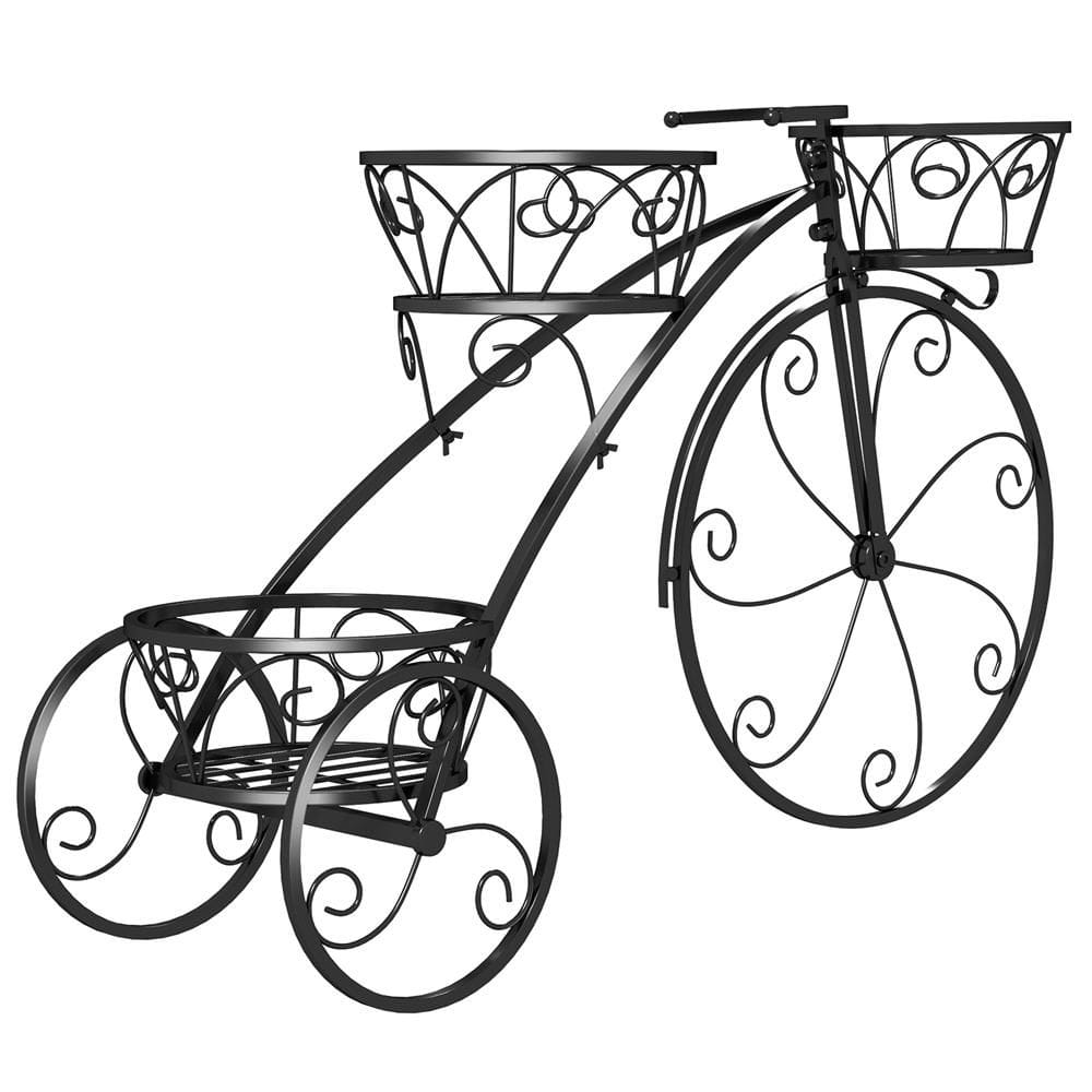 3-Tier Black Metal Bicycle Plant Stand Flower Pot Cart Holder w/ Baskets Elegant Standing Planter (33 in. W x 20 in. H) price history on PriceWatchPro