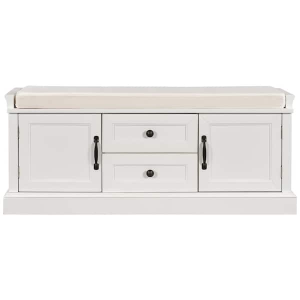 STICKON White Bench with 2-Cabinets and 2-Drawers (17.5 in. H x 42.5 in. W x 15.9 in. D)
