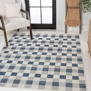 Darcy Traditional Geometric Bold Gingham Navy/Cream 4 ft. x 6 ft. Indoor/Outdoor Area Rug
