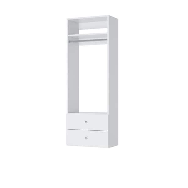 Vista Collection 31.5 in. W-31.5 in. W White Closet Kit Hanging Tower w/ Drawers Wall Mounted 4-Shelf Wood Closet System
