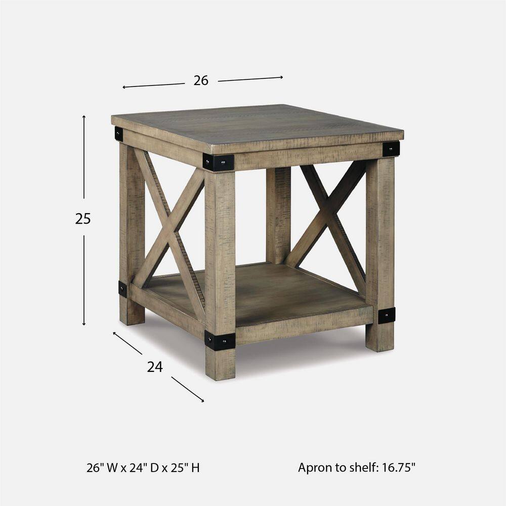 Aldwin 26 in. Gray Rectangle Wood End Table with Lower Shelf - thumbnail 8