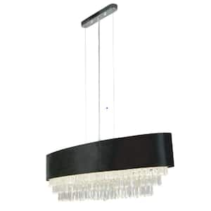 39.40 in. 8-Light Modern Black Large Chandelier K9 Crystal Lamp for Living Room and Kitchen