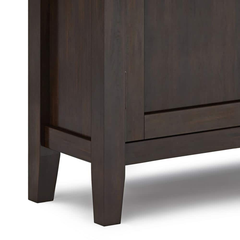 Brunette Brown Solid Wood Office Storage Cabinet with Adjustable Shelving