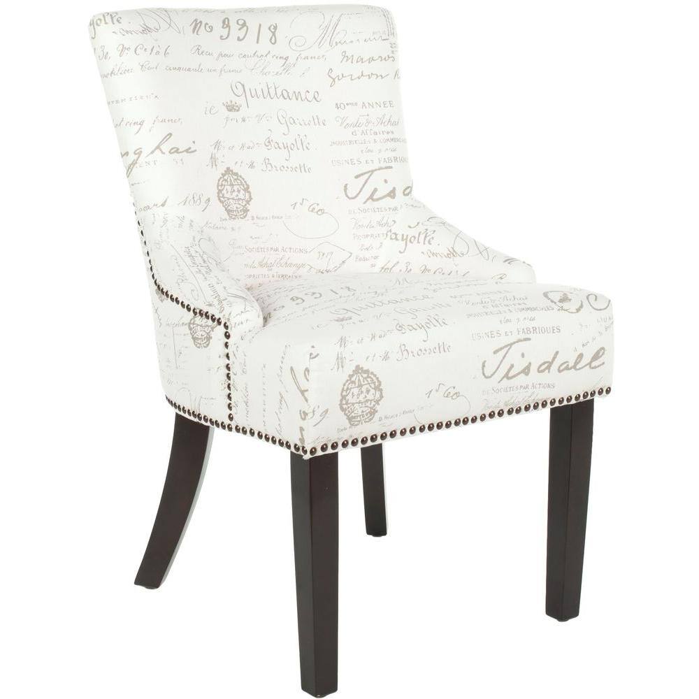 Lotus White and Gray Linen Upholstered Side Chair