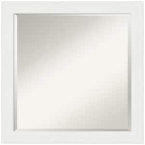 Medium Square Matte White Beveled Glass Modern Mirror (23.5 in. H x 23.5 in. W)