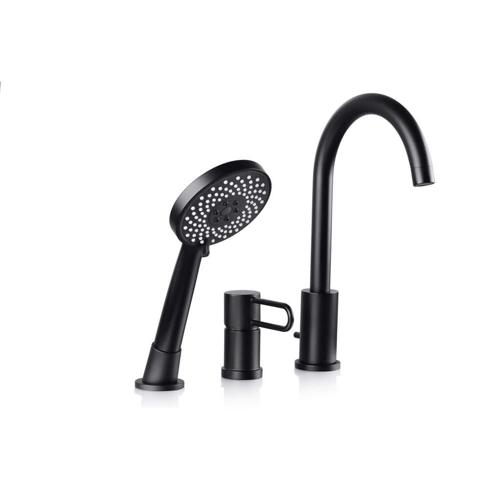 High Flow Bathtub Faucet, Roman Tub Faucet Set With Valve Widespread, Solid Brass 3 Hole Tub Faucet, 2 Handle Deck Mount Bath Tub Faucet Set Tub
